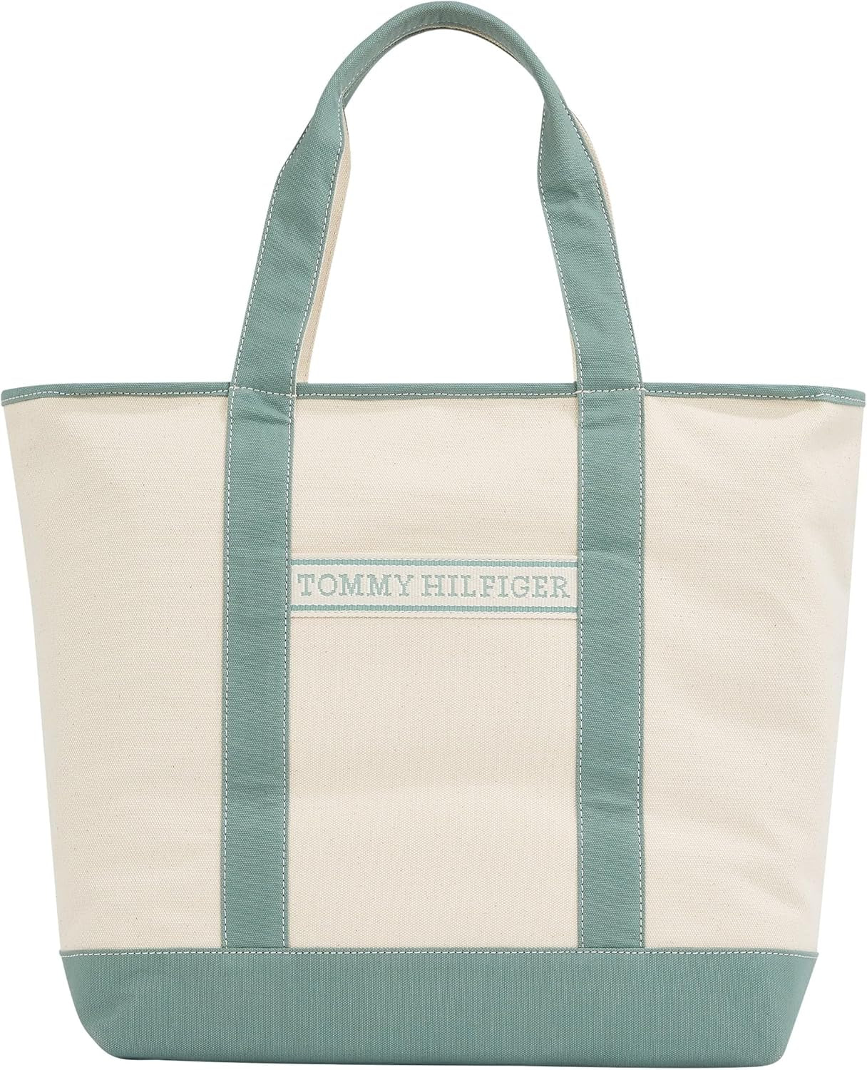 TOMMY HILFIGER Damen Th Summer Canvas Tote Aw0aw17421 Tragetasche Damen Taschen Naty Shop Grün (Charming Green)