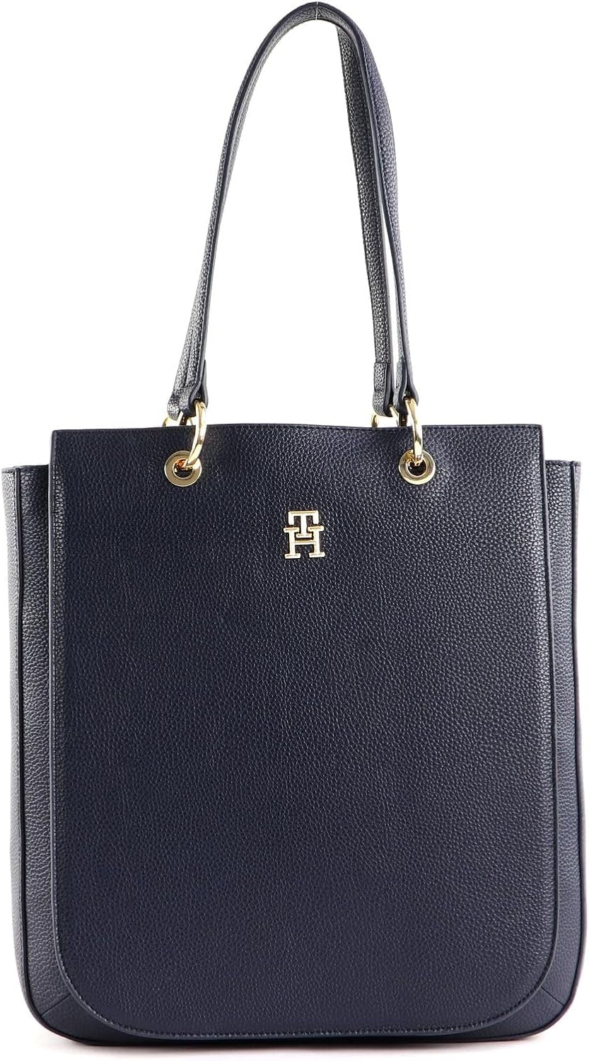 Tommy Hilfiger Th Emblem Ns Work Tote Aw0aw14498 Tragetasche Damen Taschen Naty Shop Blau (Space Blue)