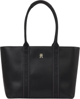 Tommy Hilfiger Th Logotape Tote Aw0aw17198 Tragetasche Damen Taschen Naty Shop Schwarz (black)