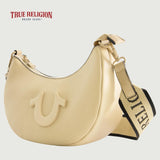 True Religion Damen-Umhängetasche, halbmondförmige Hobo-Handtasche mit verstellbarem, abnehmbarem Riemen und Hufeisen-Logo, Damentaschen, Naty Shop