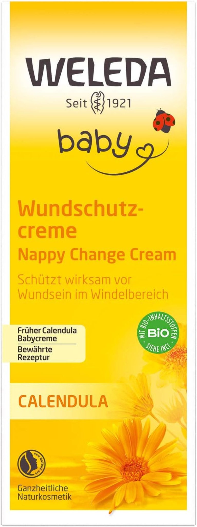 WELEDA Bio Baby-Calendula-Wundschutzcreme 75 ml – Naturkosmetische Wundsalbe / Babycreme zum Schutz der empfindlichen Babyhaut im Windelbereich. Hilft bei Rötungen, gereizter Haut und Schmerzen. Kinder – Bath and Skincare Naty Shop