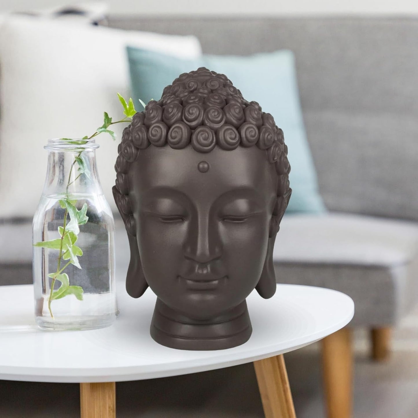 Zen'Light - Statuette mit Buddha-Kopf - Dekoration für Zen, Meditation und Feng Shui - Geschenk für eine entspannende und spirituelle Atmosphäre - Buddha-Statuette - Höhe: 20 cm - Farbe: grün/braun Statuetten und Skulpturen Naty Shop
