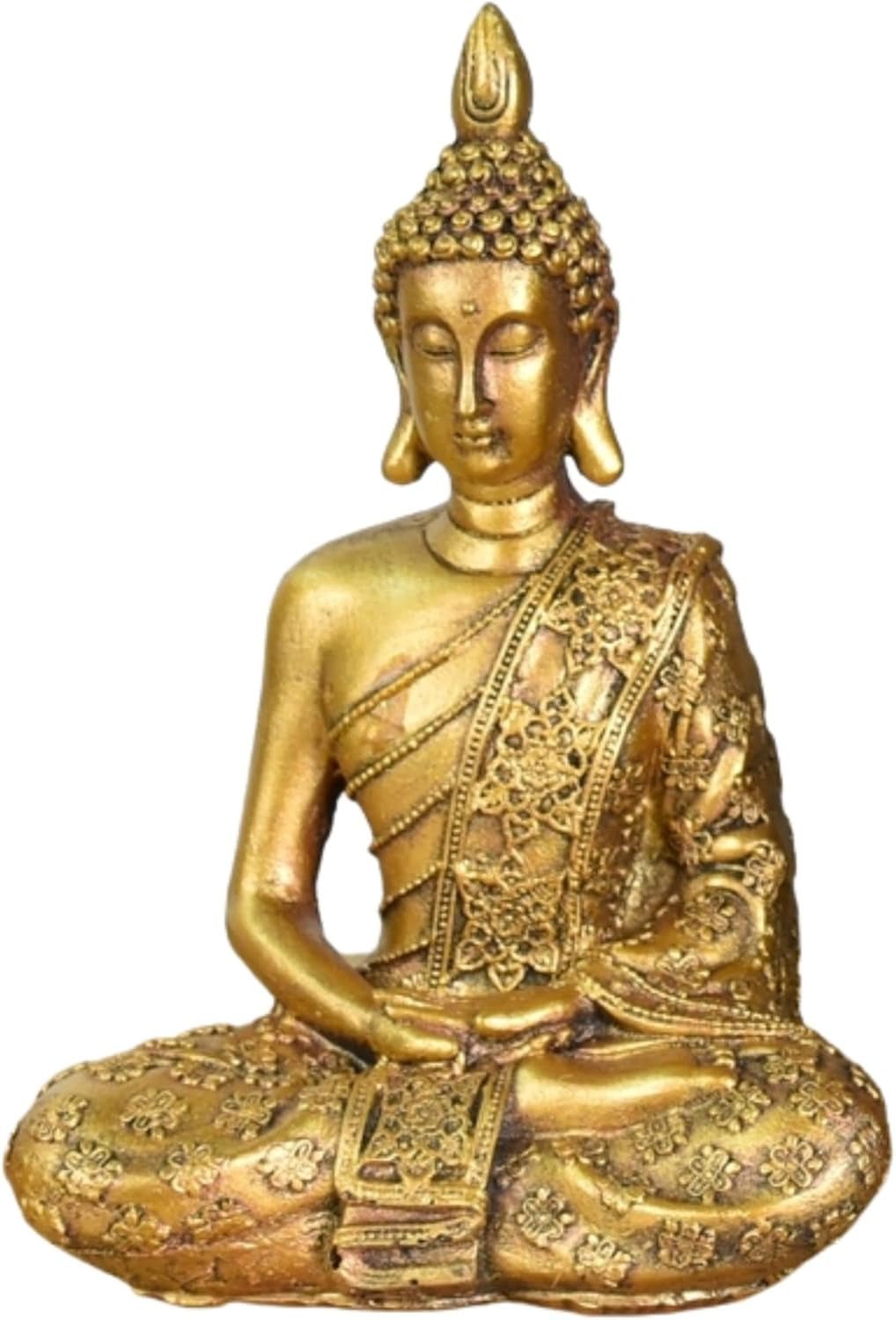 Zen'Light - Sanci Buddha-Kopfstatuette - Dekoration für Zen, Meditation und Feng Shui - Geschenk für eine entspannende und spirituelle Atmosphäre - Buddha-Statue - Höhe: 18 cm - Farbe: Gold Statuetten und Skulpturen Naty Shop Standardtitel