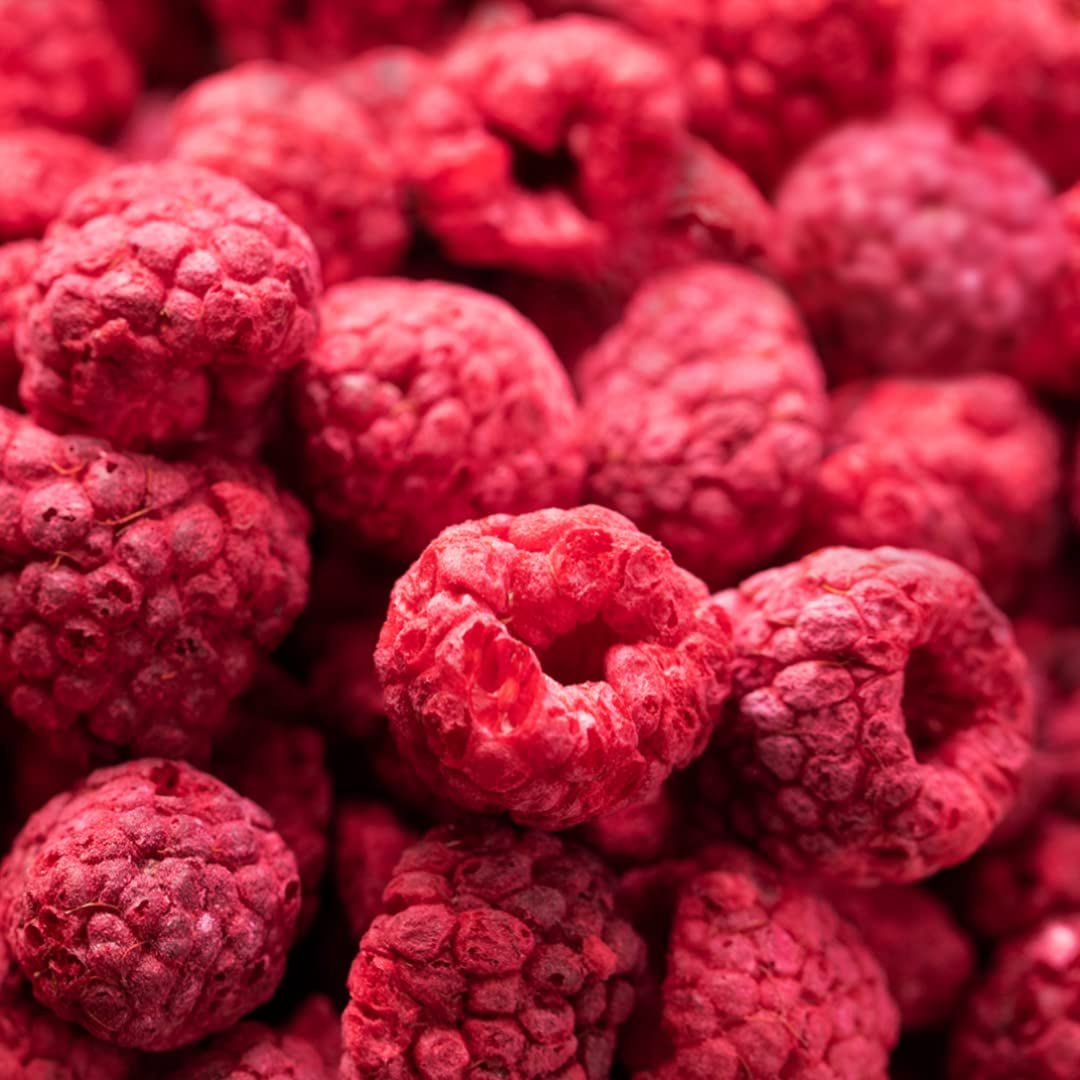 Gefriergetrocknete Himbeeren, KEINE chinesischen Produkte, 500g gefriergetrocknete ganze Früchte, ohne Zusatzstoffe, fruchtig, hergestellt in Deutschland. Trockenprodukte Naty Shop